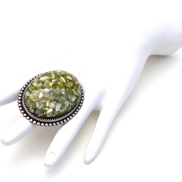 GASOLINE GLAMOUR OLIVE SHELL RING - Picture 2 of 2